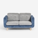 Biko Canapé 2 places en tissu gris et bleu coussins réversibles Offre