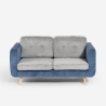 Biko Canapé 2 places en tissu gris et bleu coussins réversibles Offre
