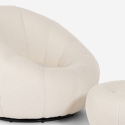Ensemble fauteuil bouclé blanc design avec repose-pieds pivotant Kuma Remises
