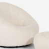 Ensemble fauteuil bouclé blanc design avec repose-pieds pivotant Kuma Remises