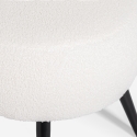 Pouf repose-pieds de salon en teddy bouclé blanc pieds noirs Belix Offre