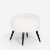 Pouf repose-pieds de salon en teddy bouclé blanc pieds noirs Belix Promotion