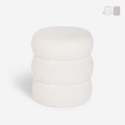 Pouf repose-pieds en teddy bouclé design moderne cylindrique Okami Promotion