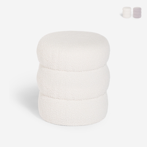 Pouf repose-pieds en teddy bouclé design moderne cylindrique Okami Promotion
