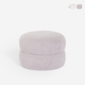 Pouf repose-pied pour salon en tissu teddy bouclé Raion Promotion