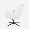 Fauteuil avec repose-pieds en bouclé blanc pour salon bureau Shiro Remises