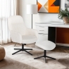 Fauteuil avec repose-pieds en bouclé blanc pour salon bureau Shiro Vente