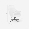 Fauteuil avec repose-pieds en bouclé blanc pour salon bureau Shiro Choix