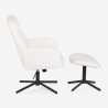 Fauteuil avec repose-pieds en bouclé blanc pour salon bureau Shiro Offre