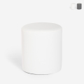 Pouf repose-pieds design cylindre en similicuir blanc gris Hebi Promotion