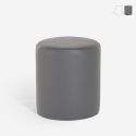 Pouf repose-pieds design cylindre en similicuir blanc gris Hebi Offre