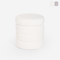 Pouf coffre bouclé design cylindrique pour le salon Mugi Promotion