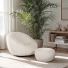 Ensemble fauteuil bouclé blanc design avec repose-pieds pivotant Kuma Vente