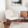 Chaise fauteuil en bouclé blanc métal doré pour salle à manger Vivi Vente