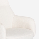 Fauteuil avec repose-pieds en bouclé blanc pour salon bureau Shiro Réductions