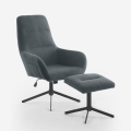 Fauteuil relax ergonomique en tissu gris avec repose-pieds Asher Promotion