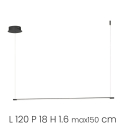 Lampe suspendue avec barre LED en métal 120 cm Genius L Réductions