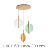 Suspension multicolore en verre et métal à 3 lumières Juis XL Remises