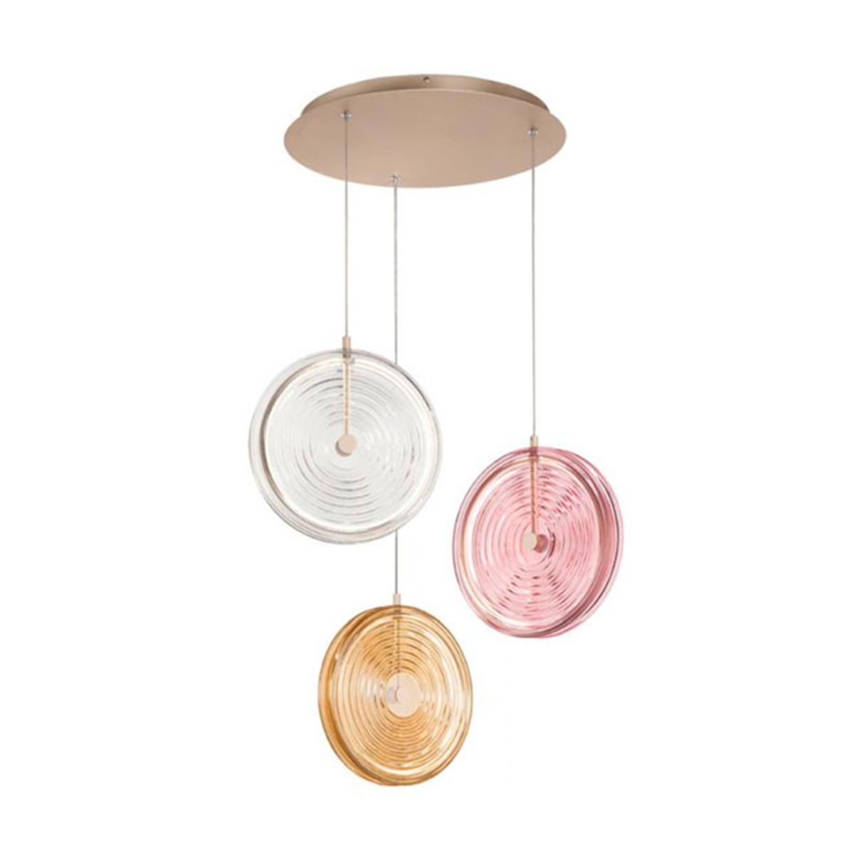Suspension Jokey XL multicolore en verre et métal à 3 lumières