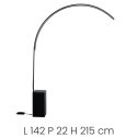 Lampadaire arqué en métal avec LED H215cm Biblio Catalogue