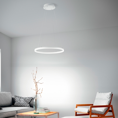 Suspension LED design moderne circulaire en métal blanc Skyround-S Promotion