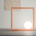 Lampe LED de table design en bois avec abat-jour sphérique en verre Kark Promotion