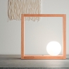 Lampe LED de table design en bois avec abat-jour sphérique en verre Kark Promotion