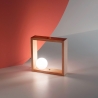 Lampe LED de table design en bois avec abat-jour sphérique en verre Kark Offre