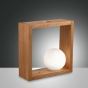 Lampe LED de table design en bois avec abat-jour sphérique en verre Kark Catalogue