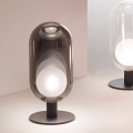 Lampe de table LED en verre fumé et métal noir style vintage Gubbio Promotion