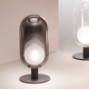 Lampe de table LED en verre fumé et métal noir style vintage Gubbio Promotion