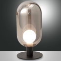 Lampe de table LED en verre fumé et métal noir style vintage Gubbio Vente