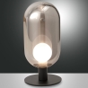 Lampe de table LED en verre fumé et métal noir style vintage Gubbio Vente