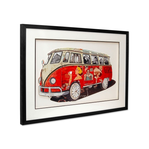 Tableau vintage collage effet 3D 70x50cm camionnette années 60-70 Arti Promotion
