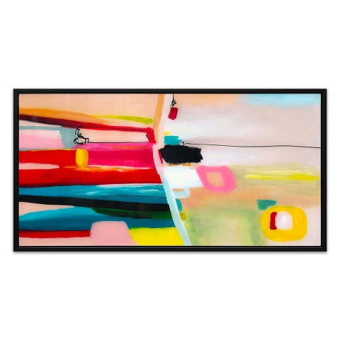 Tableau abstrait 124x64cm peint sur plexiglas avec cadre noir Druvt Promotion