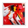 Tableau moderne abstrait 64x64cm peint sur plexiglas cadre blanc Tyvek Remises