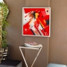 Tableau moderne abstrait 64x64cm peint sur plexiglas cadre blanc Tyvek Vente