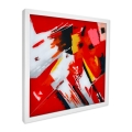 Tableau moderne abstrait 64x64cm peint sur plexiglas cadre blanc Tyvek Promotion