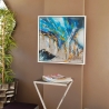 Tableau abstrait sur plexiglas 64x64cm peinture moderne cadre blanc Lazur Vente