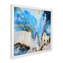 Tableau abstrait sur plexiglas 64x64cm peinture moderne cadre blanc Lazur Promotion
