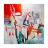 Tableau abstrait sur toile 100x100 cm peinture moderne multicolore Prynk Offre