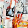 Tableau abstrait sur toile 100x100 cm peinture moderne multicolore Prynk Remises