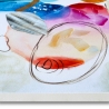 Tableau abstrait géométrique 120x80cm peinture moderne multicolore Nadiv Offre