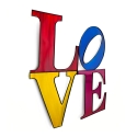Tableau 3D en métal multicolore 81x81cm avec inscription LOVE Kokhannya Remises