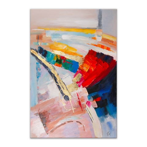 Tableau abstrait moderne 80x120 cm peinture multicolore en relief Arket Promotion