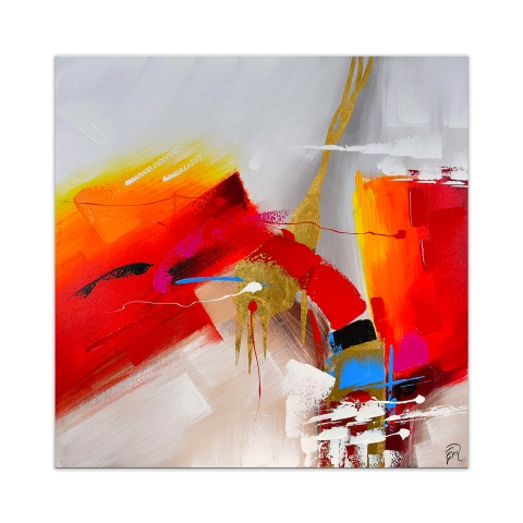 Tableau moderne multicolore 100x100 cm peinture abstraite sur toile Zynar Promotion