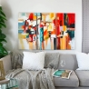 Ensemble de 3 tableaux abstraits modernes sur toile 120x80cm, triptyque de peintures Fiora Vente