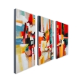 Ensemble de 3 tableaux abstraits modernes sur toile 120x80cm, triptyque de peintures Fiora Promotion
