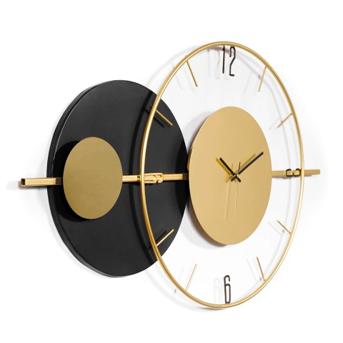 Horloge murale 81x50cm design moderne métal doré Tempo Promotion