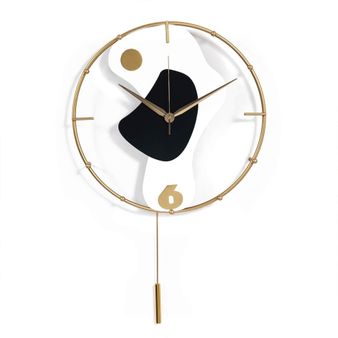 Horloge murale moderne 42x67cm en métal doré avec pendule Bynok Promotion